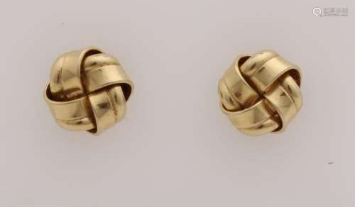 Yellow gold earrings, 585/000, in the shape of a