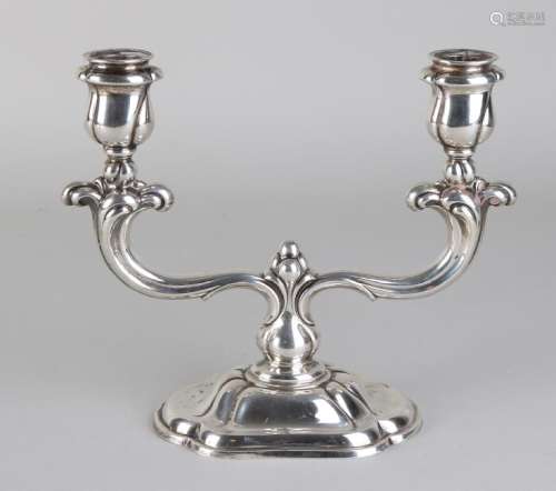 Silver candlestick, 830/000, on a rectangular foot with