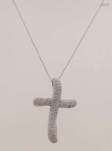 Silver necklace and cross pendant, 925/000, with