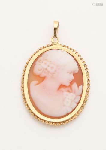 Golden pendant, 800/000, with cameo, portugal. Oval