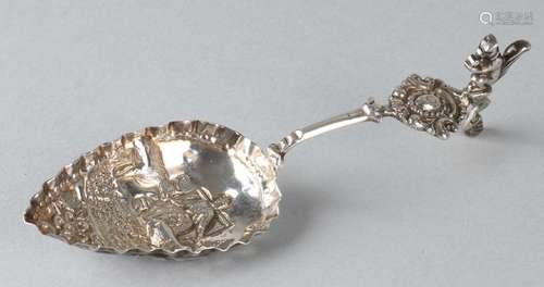 Silver ladle, 925/000, with point tray with a figure