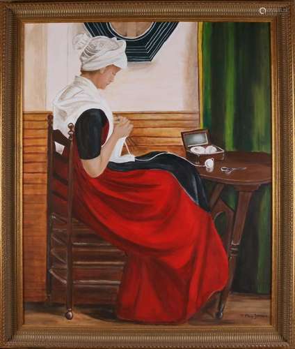 T. Pley-Jansen. Hand working woman. Oil paint on linen.