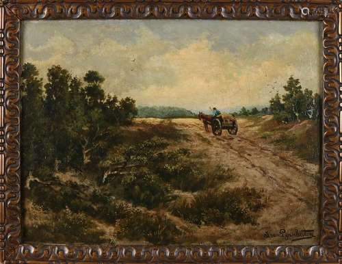 J. van Lijnschooten. Circa 1920. Farmer with horse cart