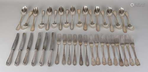 18-piece + 21-piece old plated cutlery. 20th century.