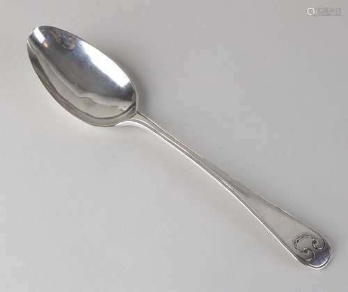 Silver spoon, with a round handle with fillet border