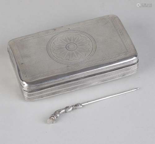 Silver tobacco box and pipe root, 833/000, rectangular