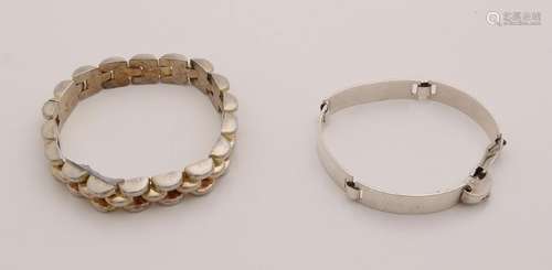 Two silver bracelets, one bracelet, 925/000, with