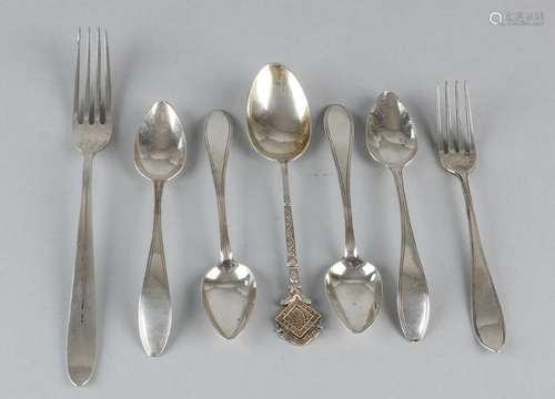 Lot silver cutlery with 4 teaspoon with filet rim and a