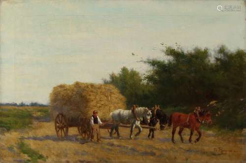 H. Bogman. 1861-1921. Farmer with horse pannier hay