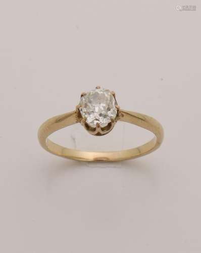 Beautiful yellow gold solitaire ring, 585/000, with