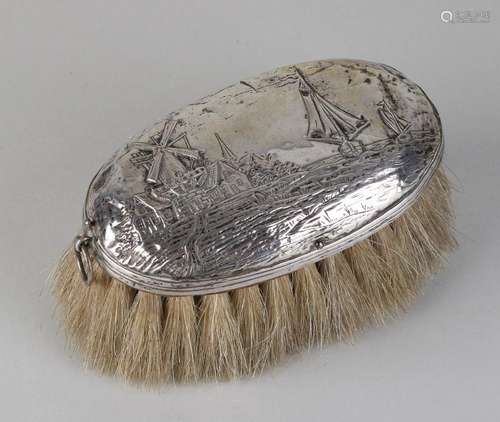 Silver clothing brush, 833/000, oval model with