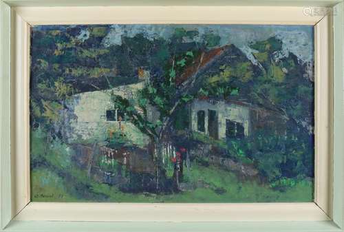 Gerard Mensink. '56. Hattem. Farm house. Oil paint on