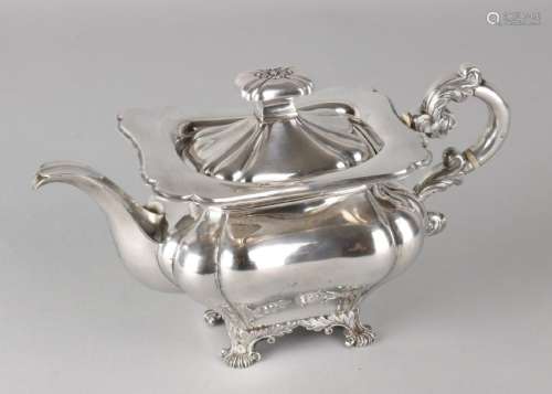 Silver tea can, 833/000, rectangularly-contoured model