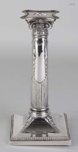 Silver candlestick, 830/000, with Corinthian column