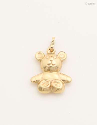 Yellow gold charm in the shape of a bear, 585/000.