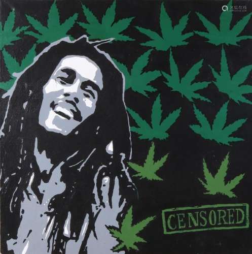 P. May. Bob Marley. Acrylic on linen. Size: 60 x 60 cm.