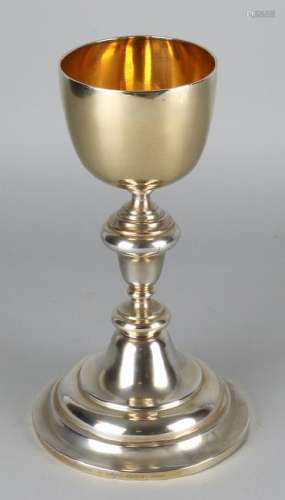 Silver chalice, 833/000, on large round foot and a