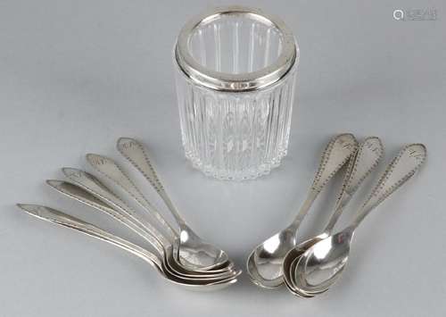 Cut crystal spoon vase with 835/000 silver top and