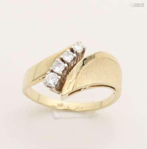 Yellow gold ring, 585/000, with diamond. Locking ring