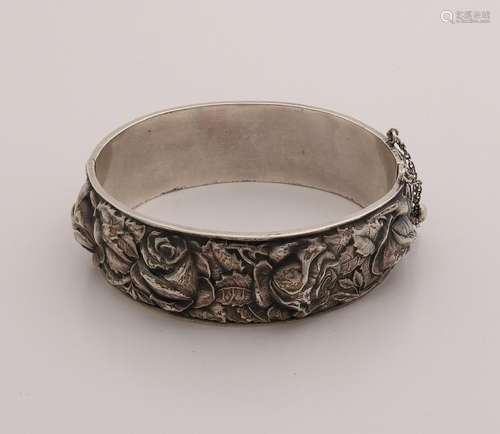 Wide silver slave band, 800/000, with roses. Slave band