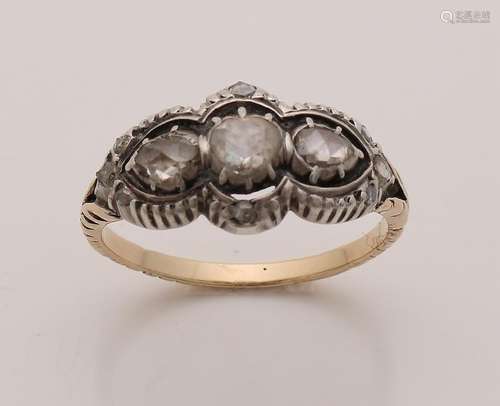 Antique gold ring, 585/000, with diamonds. Gold ring