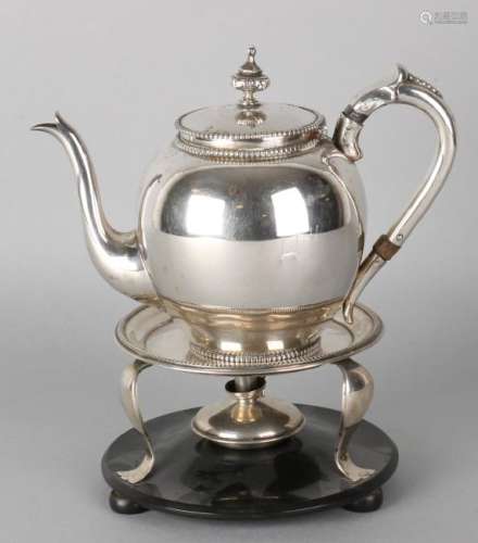 Silver kettle on comfort, 833/000, both decorated with