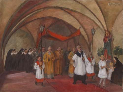 Kuhlmeyer german school ecclesiastical procession oil