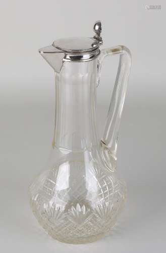 Antique 19th century cut crystal jug with diamond and