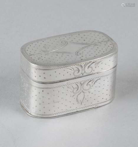 Silver nutmeg grater in a container, 925/000. Oval bowl