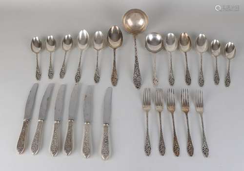 24-piece edited heavy plated cutlery. 20th century.