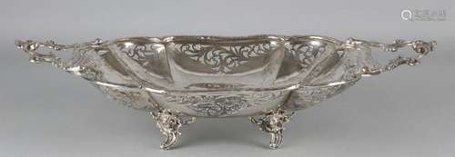 Silver fruit bowl, 835/000, with partly ajourwerk with