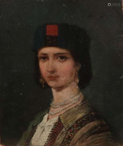 Unsigned. 19th century. Portrait Russian woman. Oil