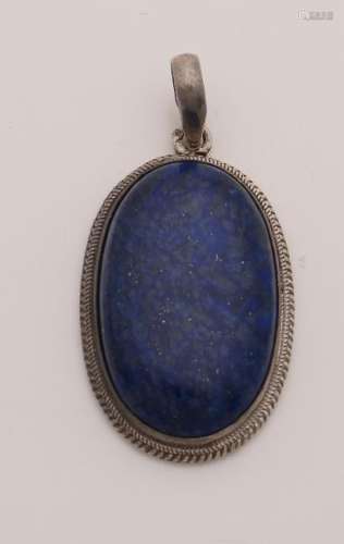 Large silver pendant, 925/000, with oval lapis lazuli