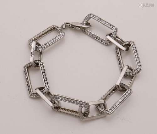 Silver link bracelet, 925/000, with rectangularly