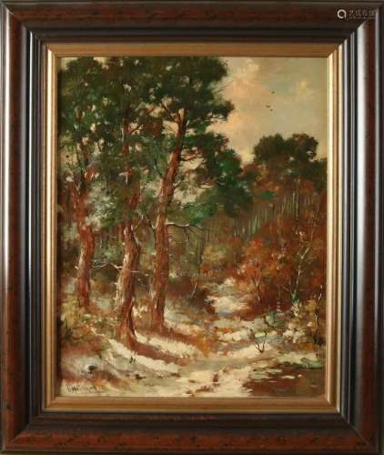 L. Hartman. Circa 1950. Forest face. Oil paint on