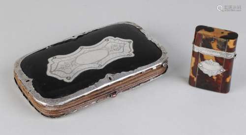 Cigar case and sulfur stick holder with silver,
