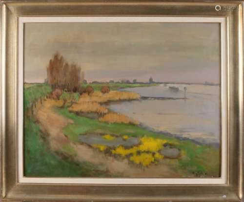 Jacobus Bijtel. 1893-1983. Dutch river face. Oil paint