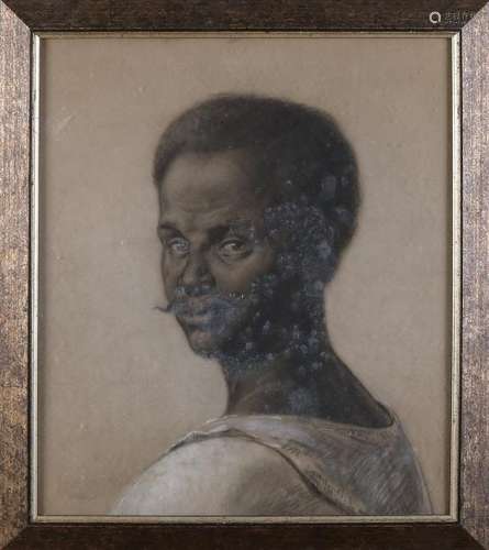 Unsigned. 19th century. Portrait of black man. Pastel