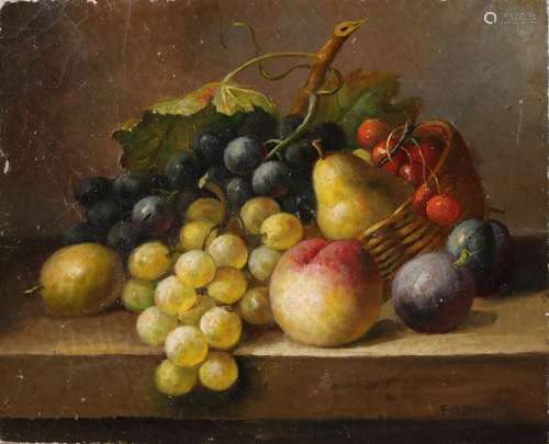 Franke. Circa 1900. Fruit still life. Oil paint on