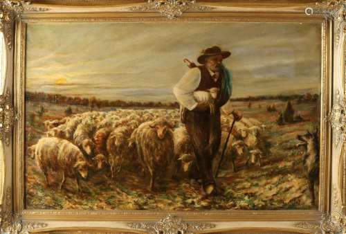 M. Lamprecht. 20th century. Sheep shepherd with herd.