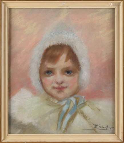 Th. Schwartze. Circa 1920. Portrait child with hat.