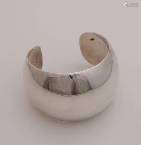 Wide silver clamp band, 925/000, polished ball model in