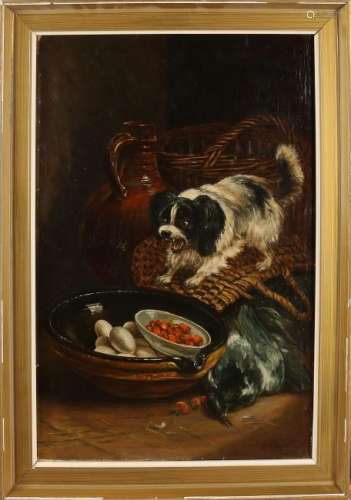 JM Kagchelland? Circa 1880. Still life with barking dog