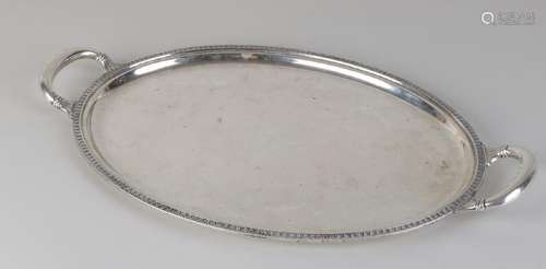 Silver tray, 800/000, oval model with rounded handles.