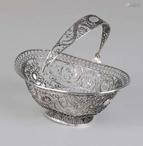 Antique silver bonbon basket, 875/000, oval model made
