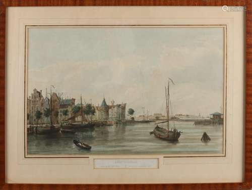 18th - 19th Century colored engraving of Amsterdam.