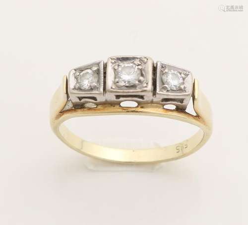 Yellow gold ring, 585/000, with diamond. Art Deco. Ring