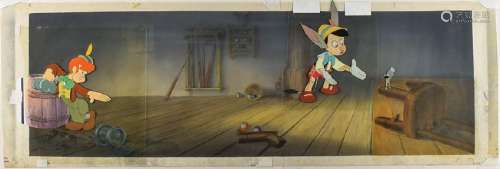 Pinocchio, Lampwick, and Jiminy Cricket production cels