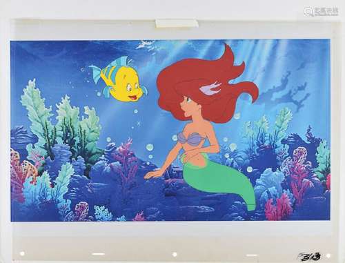 Ariel and Flounder matching production cels from The