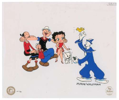 Popeye and Betty Boop limited edition cel signed by